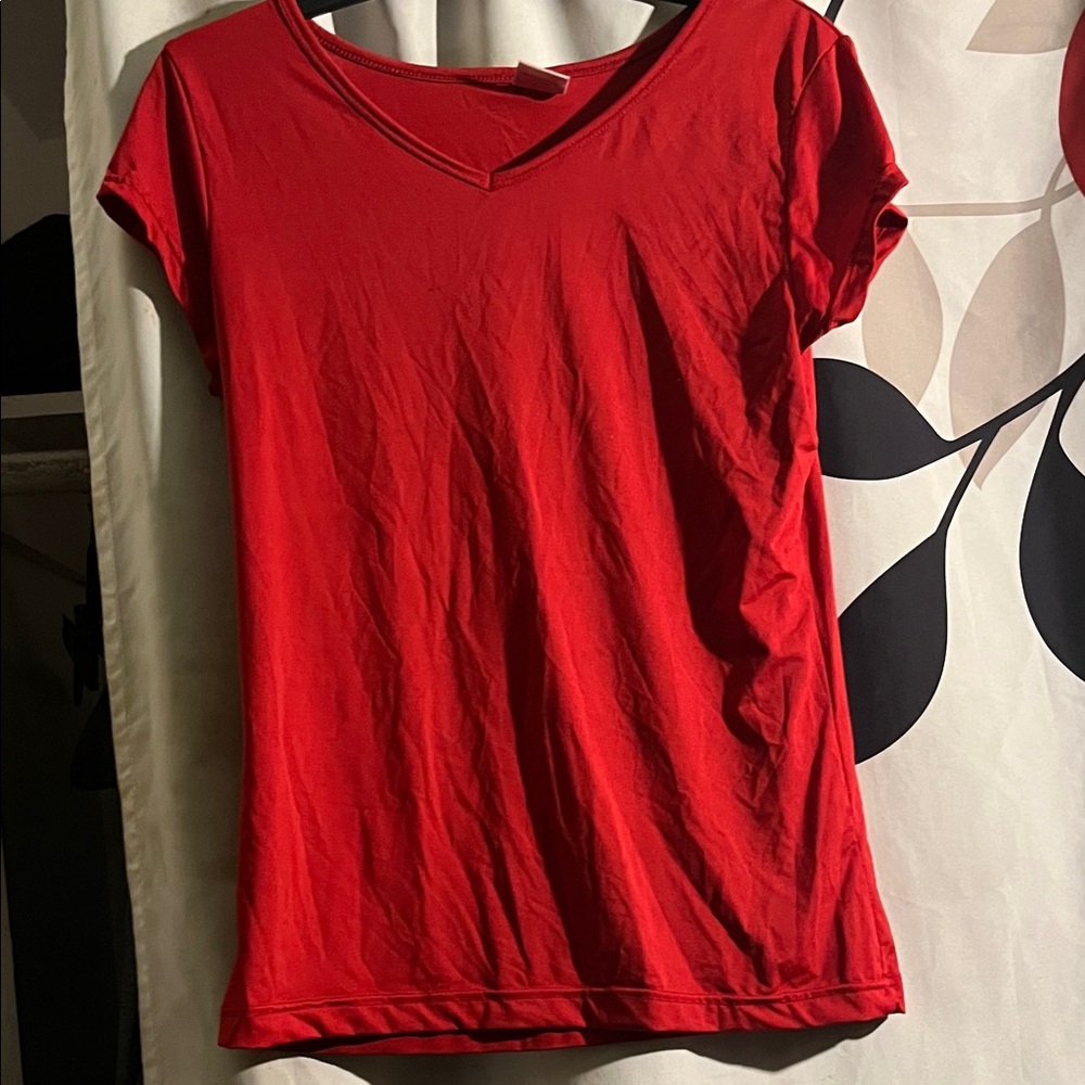 Vibrant Red Women's V-Neck Tee